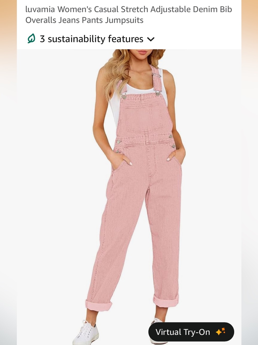 Casual Pink Denim Women's Overalls with Adjustable Straps